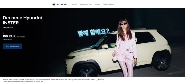현대 캐스퍼 유럽 수출형 Inster? 독일 전기차 현지 리스 정보